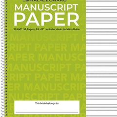 Standard Wirebound Manuscript Paper Green Cover 12 Staves Per Page Music Notation Guide for Composers Students and Musicians Hal Leonard Spiral-Bound
