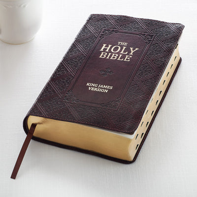 KJV Giant Print Lux-Leather Pattern Dark Brown