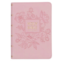 KJV Holy Bible, Compact Large Print Faux Leather Red Letter Edition - Ribbon Marker, King James Version, Pink