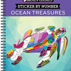 Brain Games - Sticker by Number: Ocean Treasures (13 Images to Sticker)